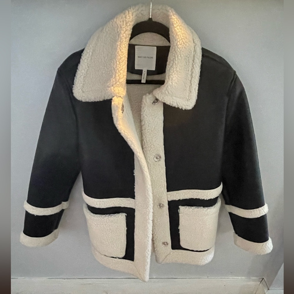 Avec Les Filles Faux leather jacket with Teddy fleece women small stitch fix